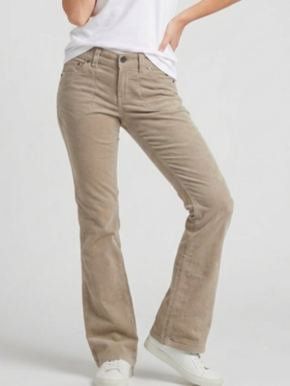 DKNY Corduroy Boot Cut Pants Women's Size 6 Beige Mid Rise Stretch Y2K